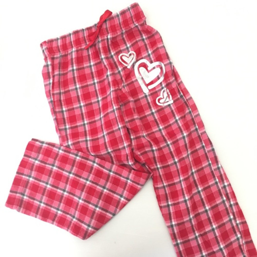 Total Girl Flannel Red Green Glitter Christmas Kids Pajama Pants